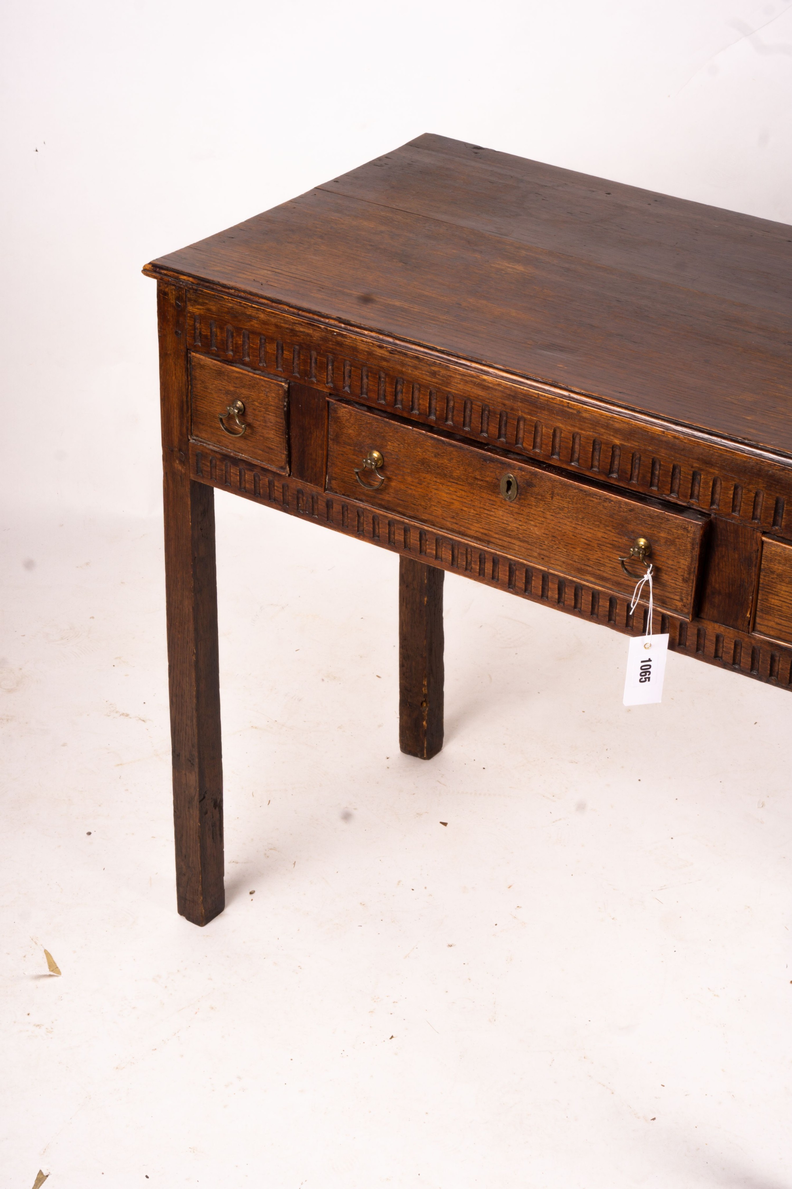 An 18th century and later oak side table, width 82cm, depth 47cm, height 78cm